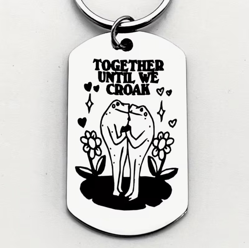 3/$25 Together Until We Croak Frogs Stainless Steel Keychain NEW